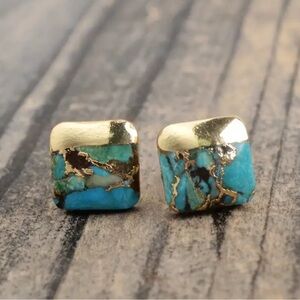 Gold and Turquoise Stud Earrings